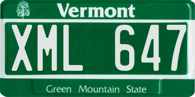 VT license plate XML647