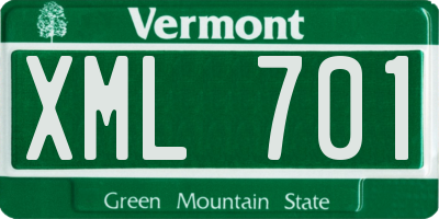 VT license plate XML701