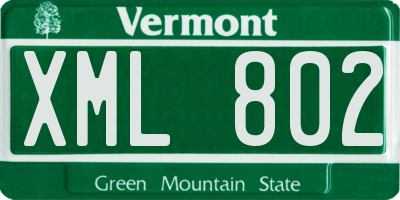 VT license plate XML802