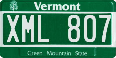 VT license plate XML807