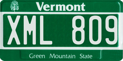 VT license plate XML809