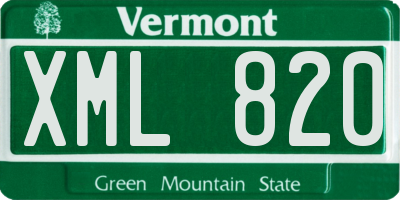 VT license plate XML820