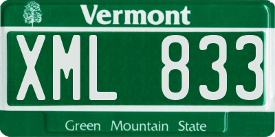 VT license plate XML833