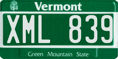 VT license plate XML839