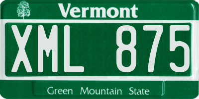 VT license plate XML875