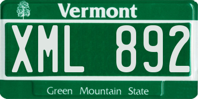 VT license plate XML892