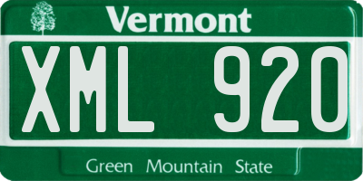 VT license plate XML920