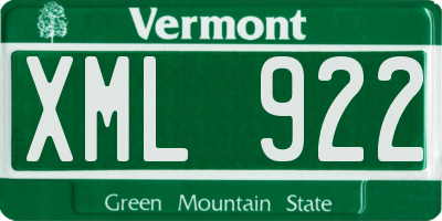 VT license plate XML922