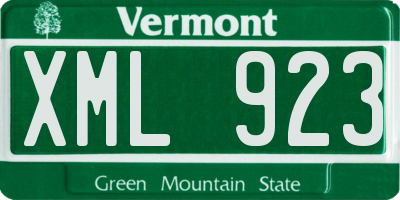 VT license plate XML923