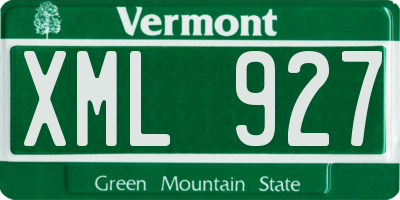 VT license plate XML927