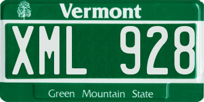VT license plate XML928