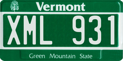 VT license plate XML931