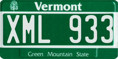 VT license plate XML933