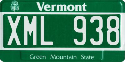 VT license plate XML938