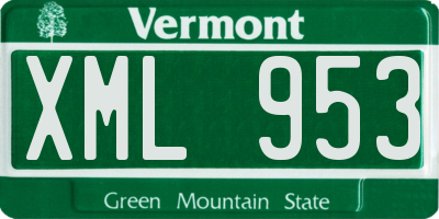 VT license plate XML953