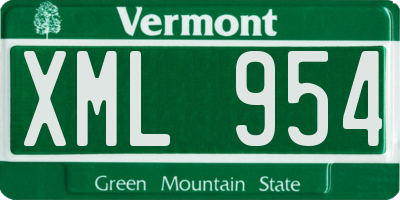 VT license plate XML954