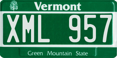 VT license plate XML957