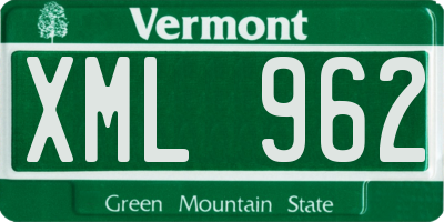 VT license plate XML962