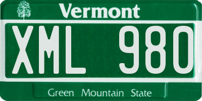 VT license plate XML980