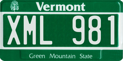 VT license plate XML981