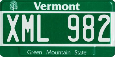 VT license plate XML982