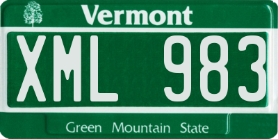 VT license plate XML983