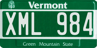VT license plate XML984