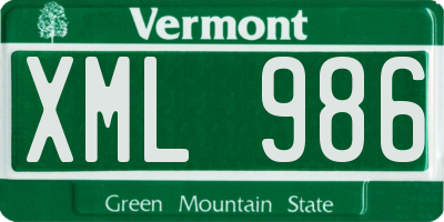 VT license plate XML986