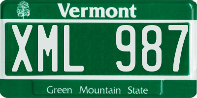 VT license plate XML987
