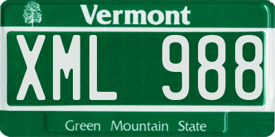 VT license plate XML988