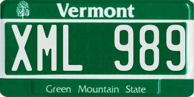 VT license plate XML989