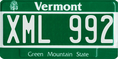 VT license plate XML992