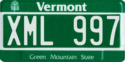 VT license plate XML997