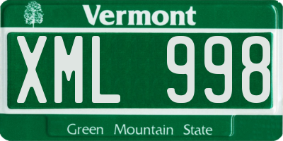 VT license plate XML998
