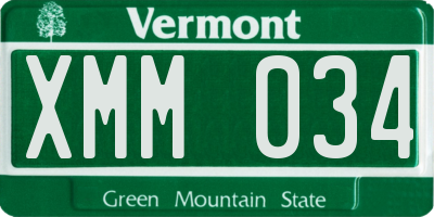 VT license plate XMM034