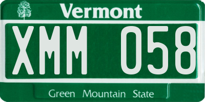 VT license plate XMM058