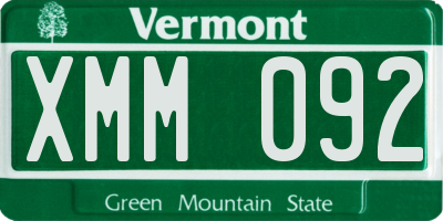 VT license plate XMM092