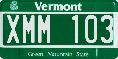 VT license plate XMM103