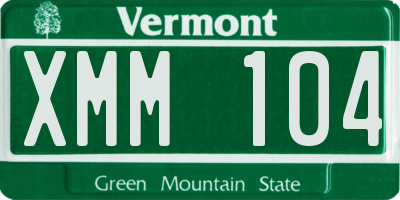VT license plate XMM104