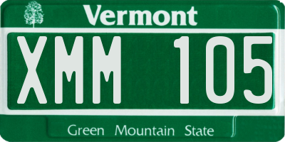VT license plate XMM105