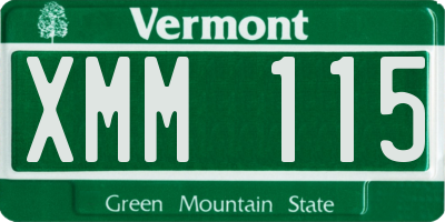 VT license plate XMM115