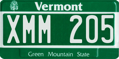 VT license plate XMM205