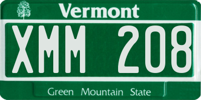 VT license plate XMM208
