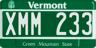 VT license plate XMM233