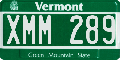 VT license plate XMM289