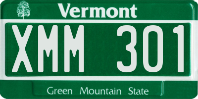 VT license plate XMM301