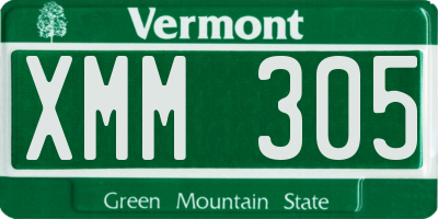VT license plate XMM305