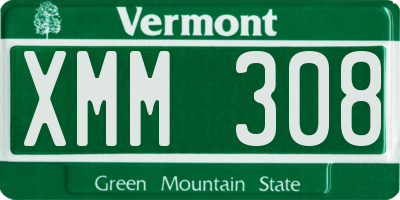VT license plate XMM308