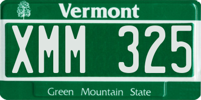 VT license plate XMM325