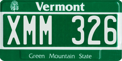 VT license plate XMM326